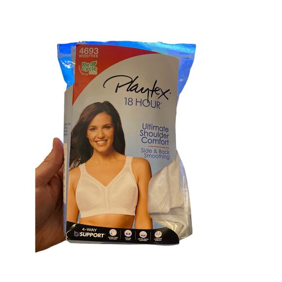 New Playtex 18 Hour Ultimate Shoulder Comfort Wireless Bra 4693 40D White - Picture 4 of 4